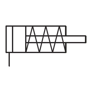 Single-acting cylinder return stroke through a spring symbol